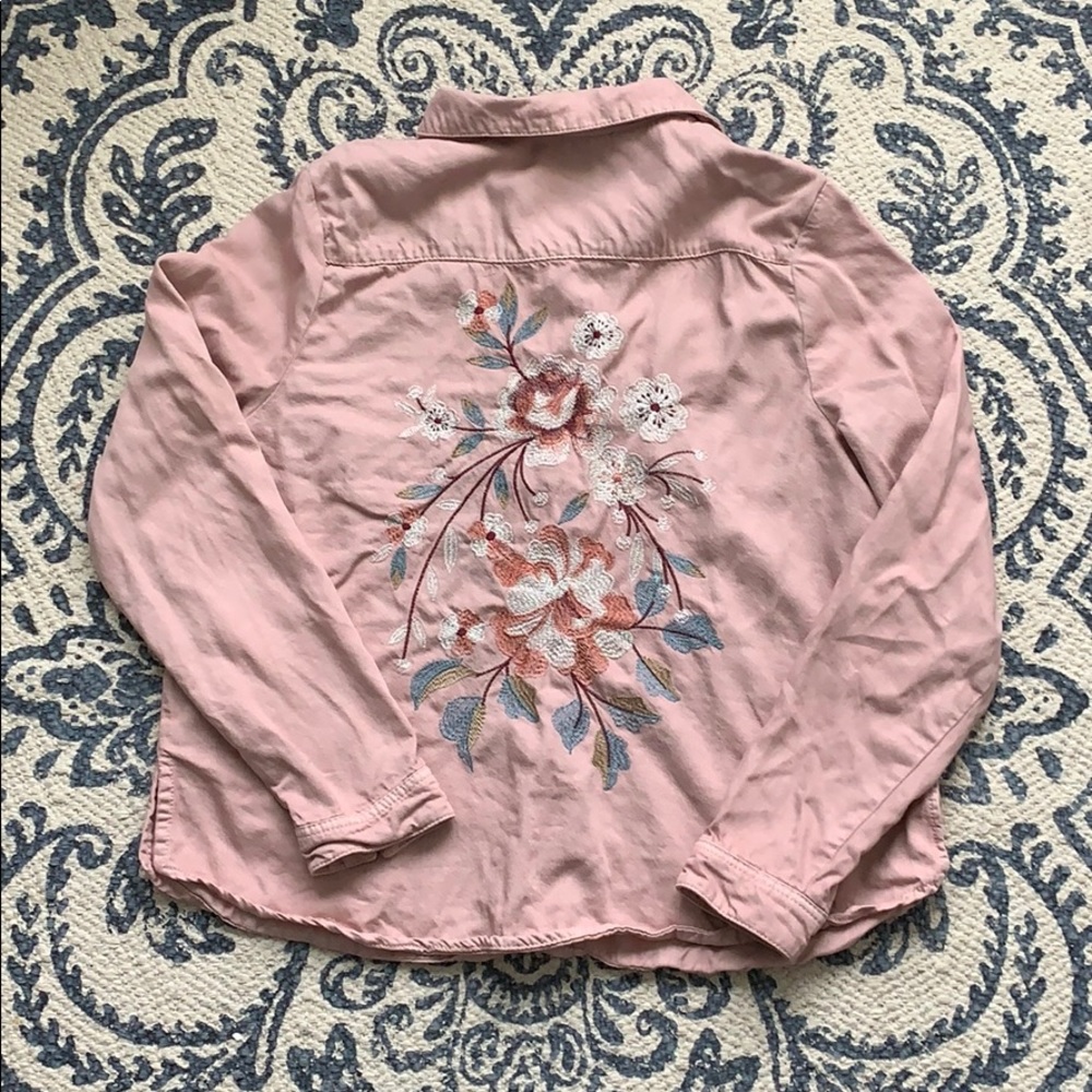 Pink back details jean shirt ❤️